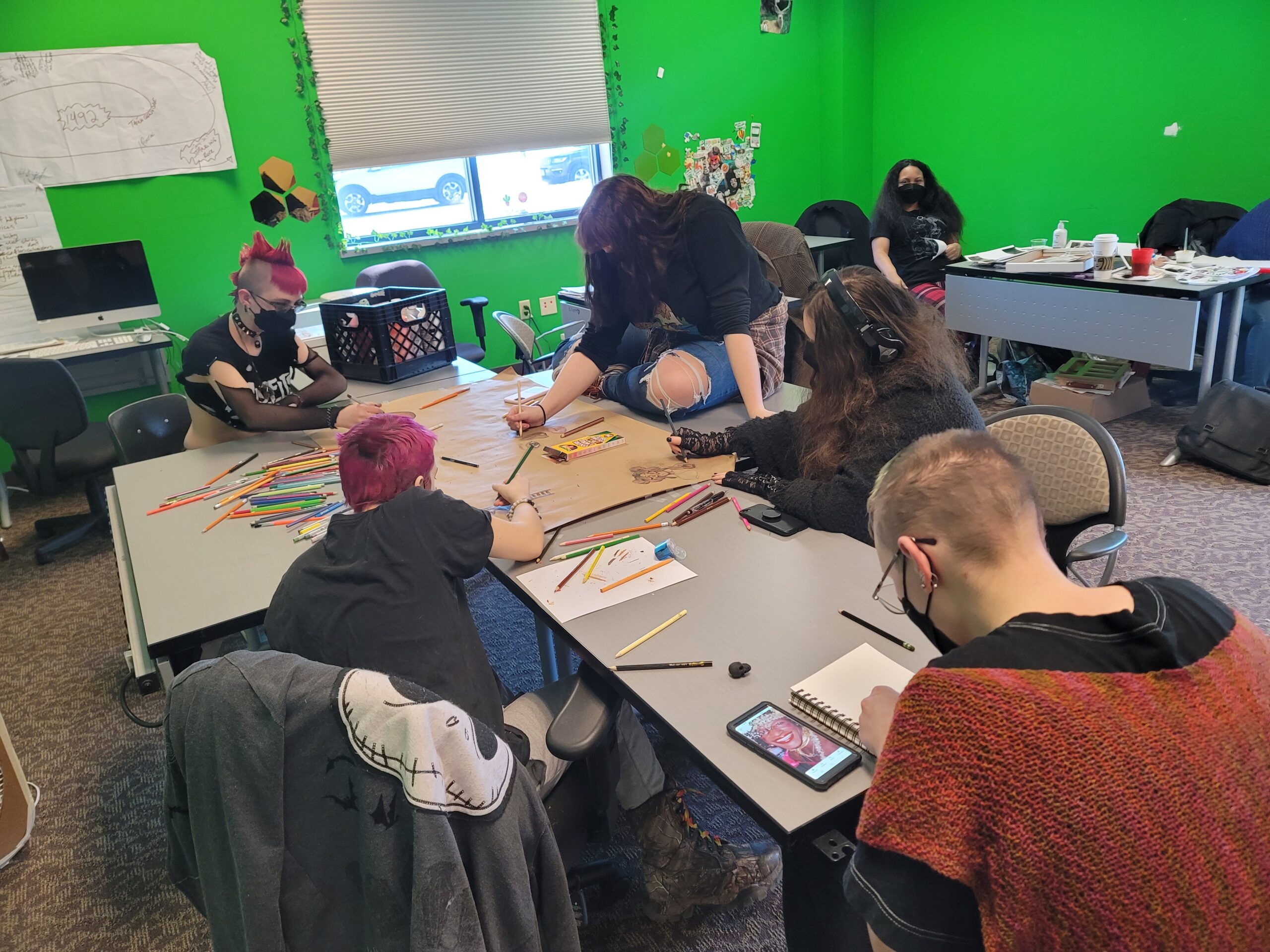 Classroom of students working independently.